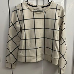 Loft white and blue check sweatshirt sweater